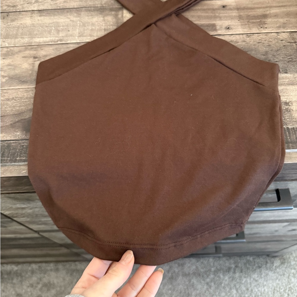 Brown Cross neck tank top